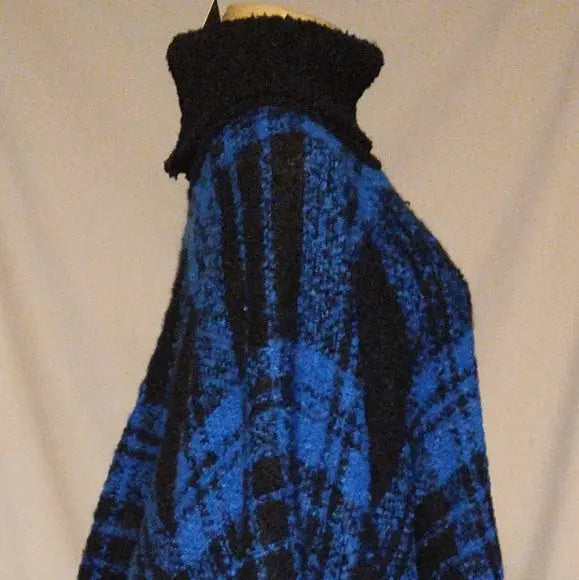 Blue Plaid Poncho - The Fix Clothing