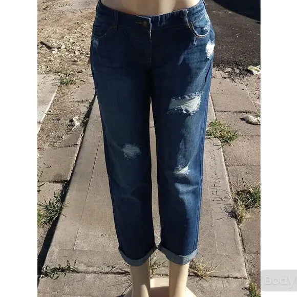 Cropped Distressed Blue Jeans - The Fix Clothing