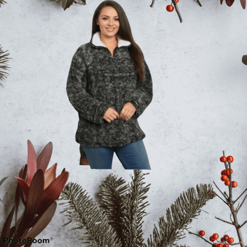 Charcoal Gray Fleece Sweater - The Fix Clothing
