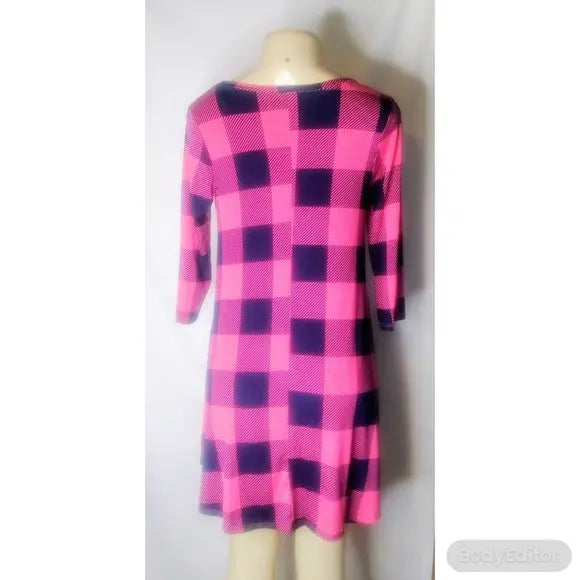 Pink Plaid Swing Dress - The Fix Clothing