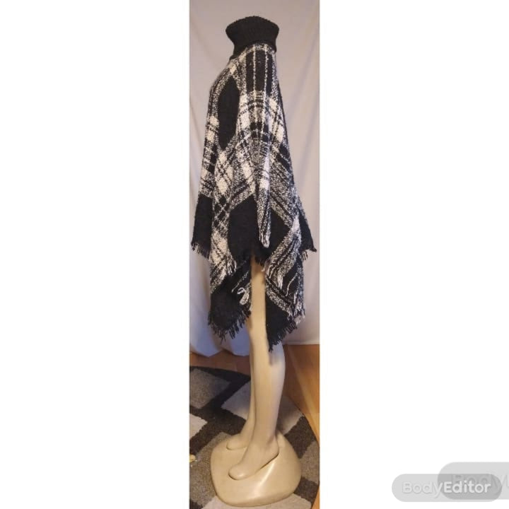 Black Plaid Poncho - The Fix Clothing