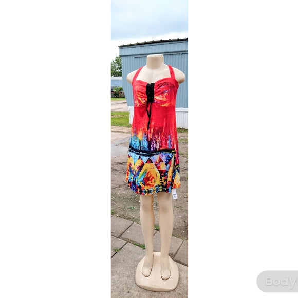 Red Summer Art Dress - The Fix Clothing