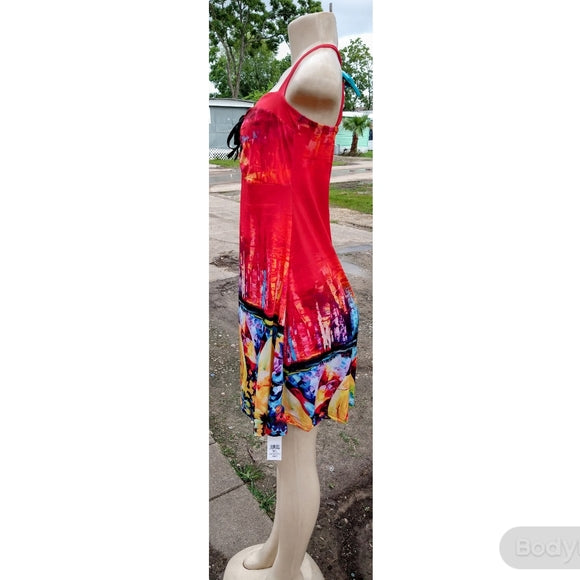 Red Summer Art Dress - The Fix Clothing