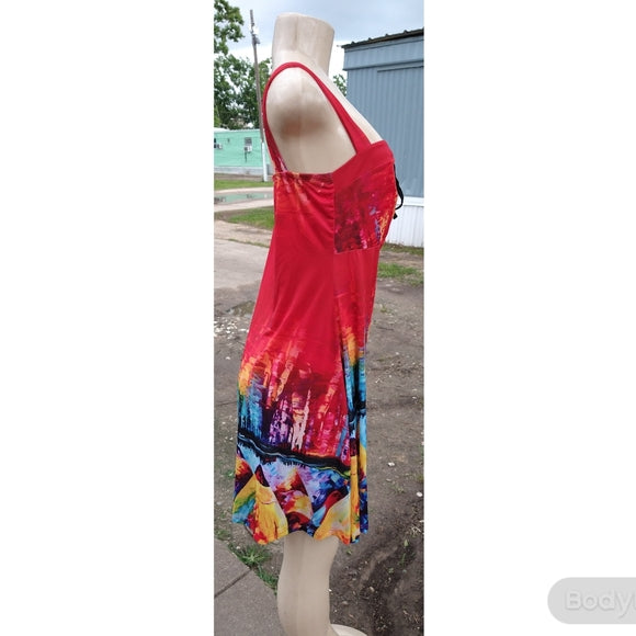 Red Summer Art Dress - The Fix Clothing