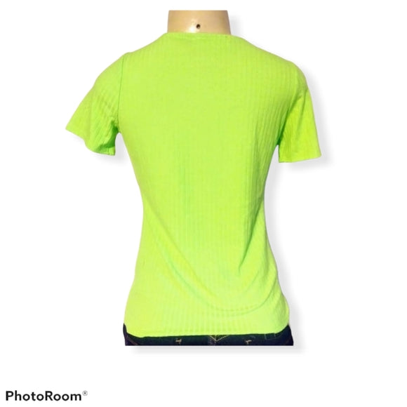 Fluorescent Green Button Up Top - The Fix Clothing