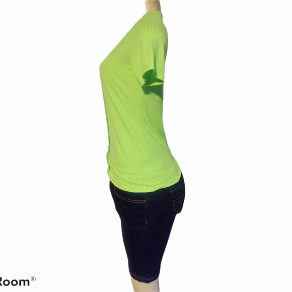 Fluorescent Green Button Up Top - The Fix Clothing